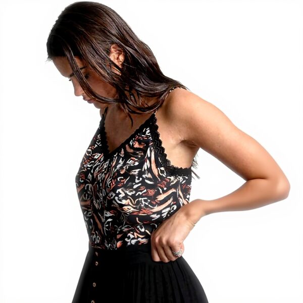 Canotta MOLLY BRACKEN Nero Fantasy Pizzo Donna