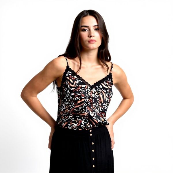 Canotta MOLLY BRACKEN Nero Fantasy Pizzo Donna