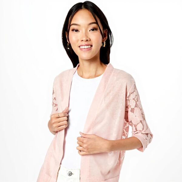 Cardigan MOLLY BRACKEN Rosa Cipria senza chiusura polsini