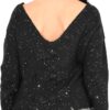 Molly Bracken maglia donna nero M151DN lana cotone-2