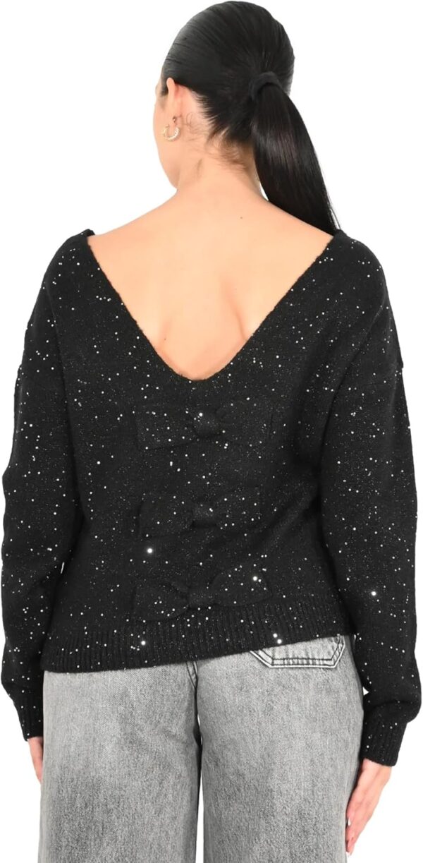 Molly Bracken maglia donna nero M151DN lana cotone-2