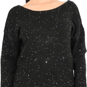 Molly Bracken maglia donna nero M151DN lana cotone-0