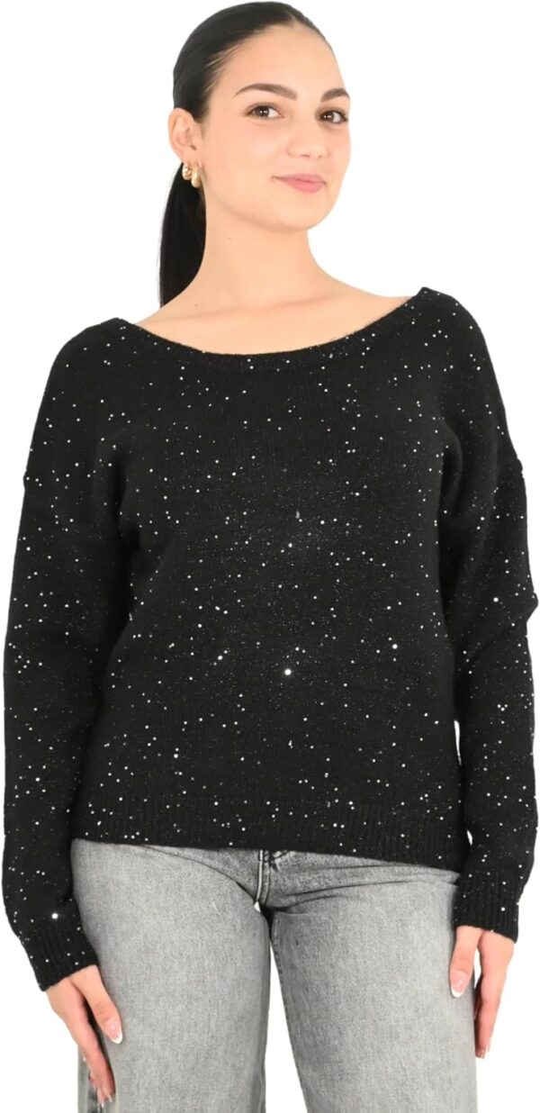 Molly Bracken maglia donna nero M151DN lana cotone-0