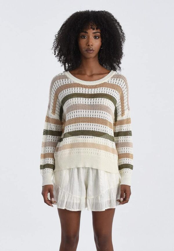 Maglione a righe traforato MOLLY BRACKEN donna moda-1
