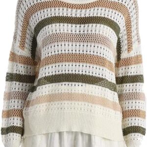 Maglione a righe traforato MOLLY BRACKEN donna moda-0