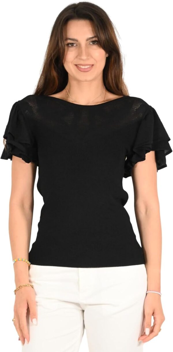 T-shirt Donna Molly Bracken Nero LA1731DP Collo Comodo-0