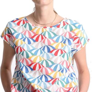 Top donna manica corta Molly Bracken stampa ombrelli-0