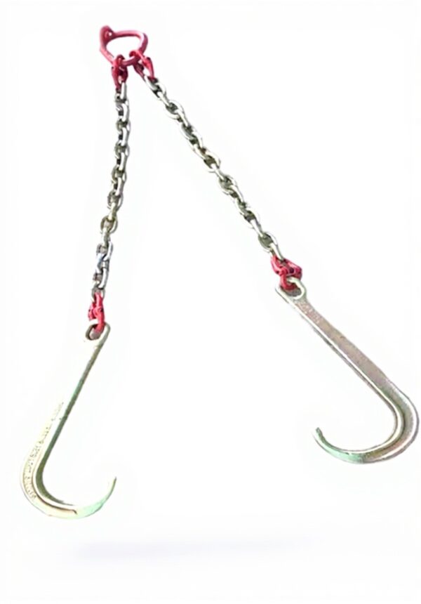 Gancio per rimorchio J zincato, doppio gancio e catena